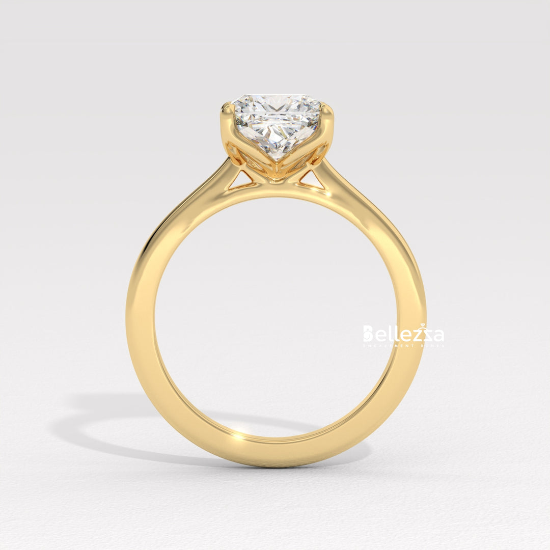 1.0-2.0CT Cushion Diamond Solitaire Setting Lab Grown Engagement Ring