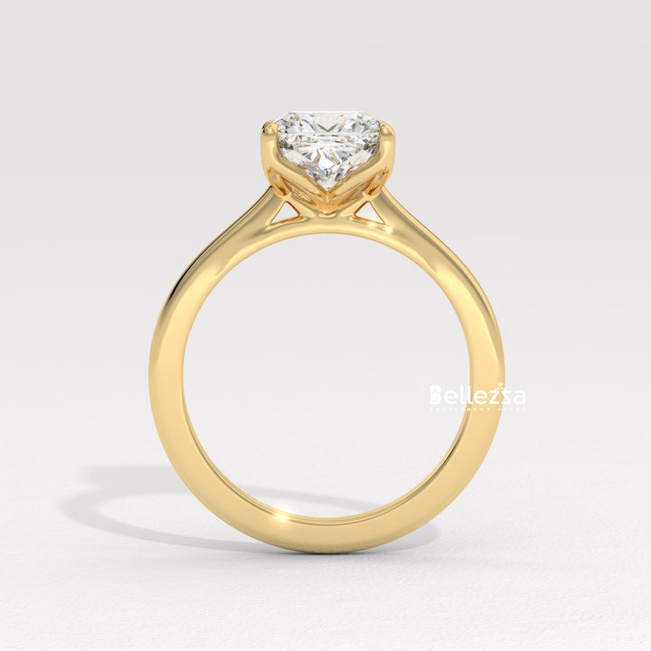 1.0-2.0CT Cushion Diamond Solitaire Setting Lab Grown Engagement Ring