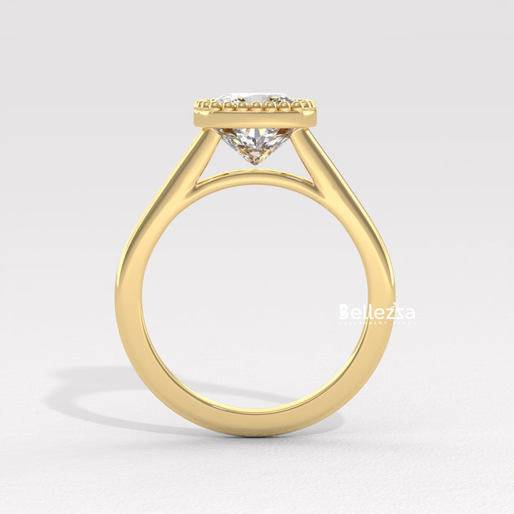 1.0-2.0CT Cushion Diamond Vintage Bezel Setting Lab Grown Engagement Ring