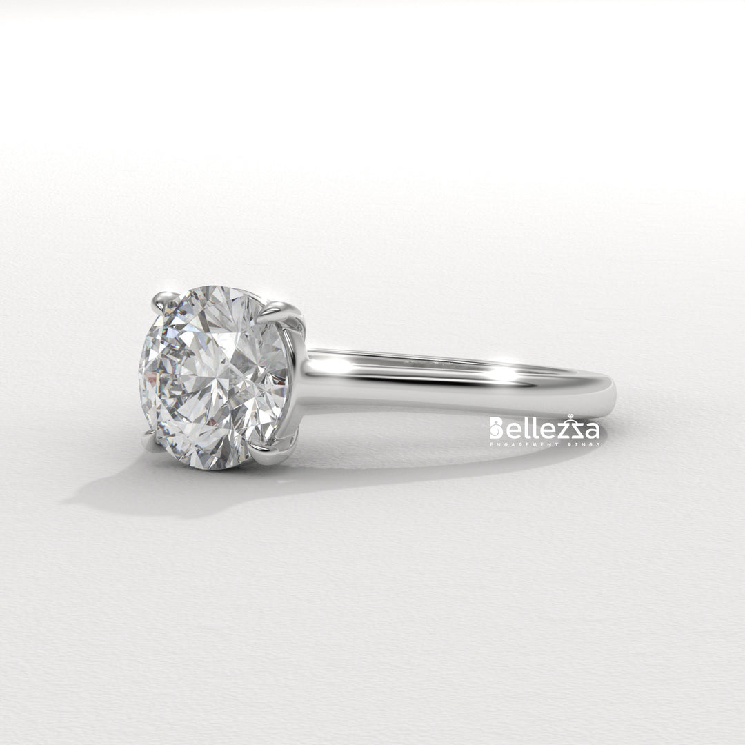 1.0-2.0CT Round Cut Hidden Diamond Lab Grown Engagement Ring
