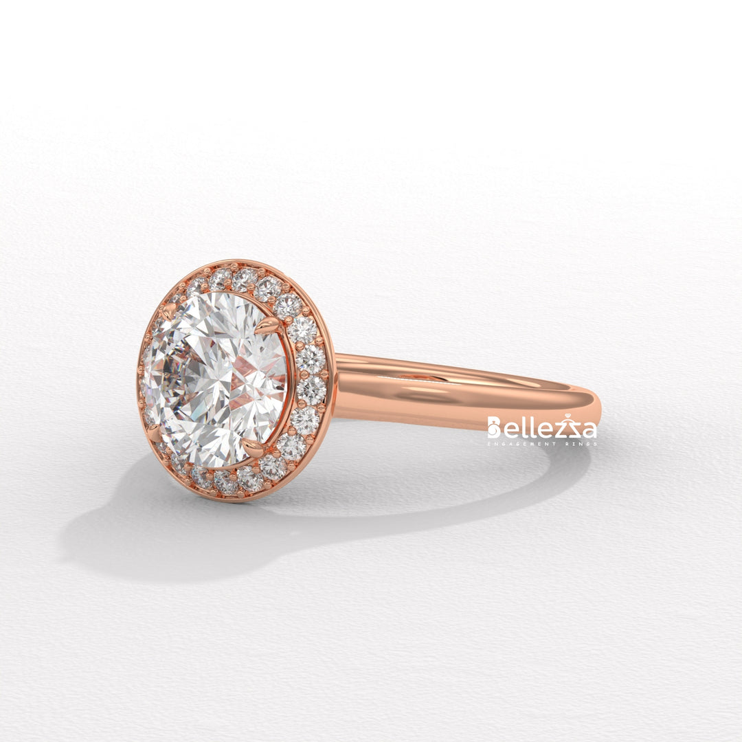 1.50-2.50CT Round Cut CVD Diamond Halo Setting Engagement Ring