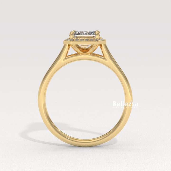 1.50-2.50CT Emerald Cut Lab Grown Diamond Halo Set Engagement Ring