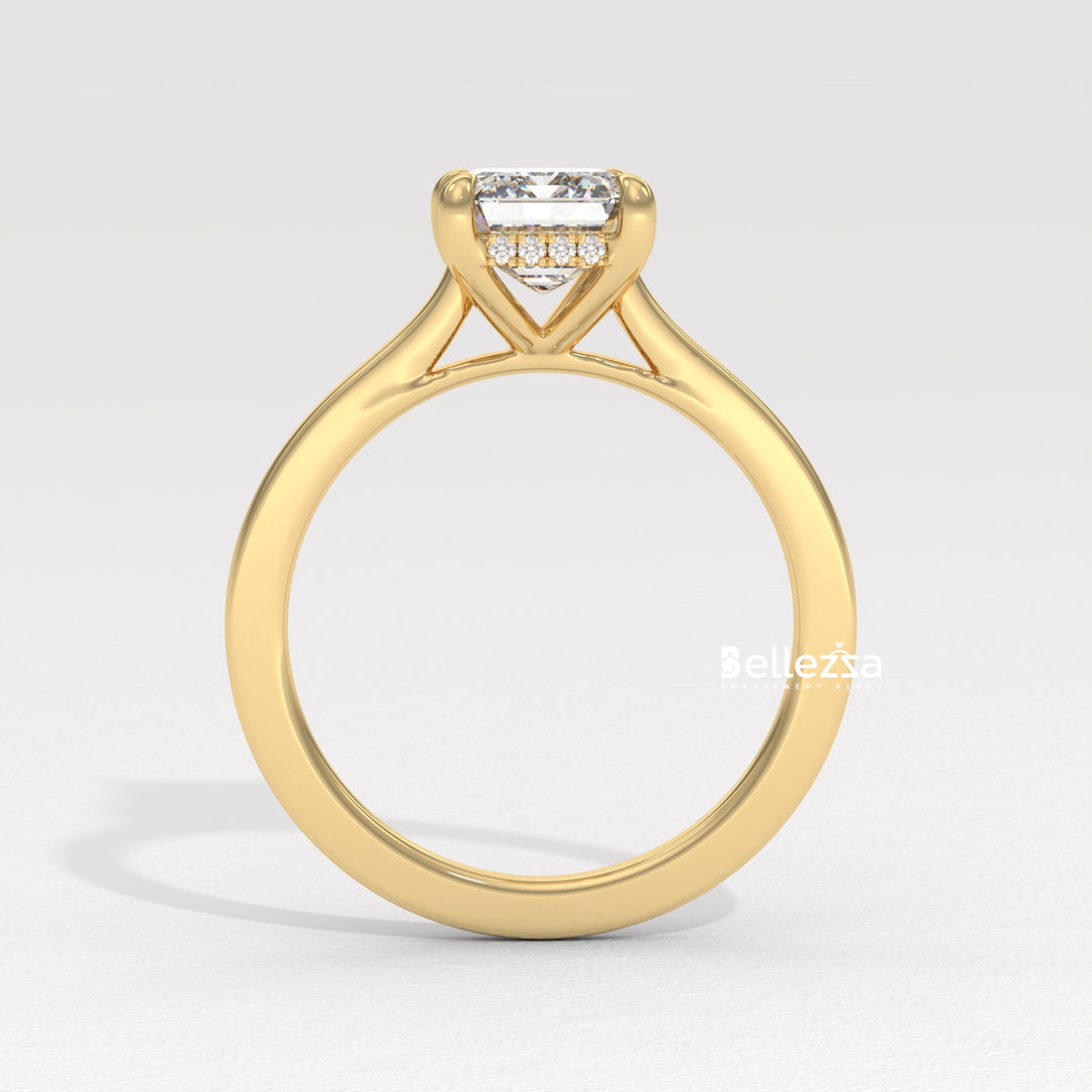 1.50-2.50CT Emerald Diamond Hidden Halo Lab Grown Engagement Ring