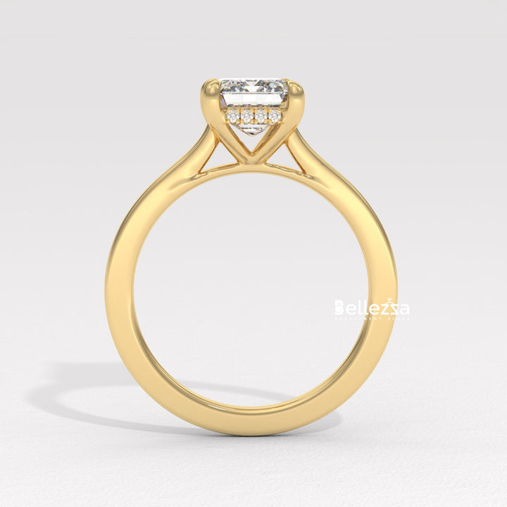 1.50-2.50CT Emerald Diamond Hidden Halo Lab Grown Engagement Ring