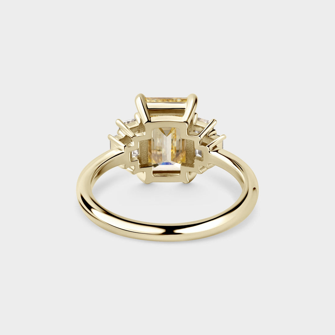 2.50CT Fancy Yellow Emerald Cut Five Stone Lab Grown Engagement Ring