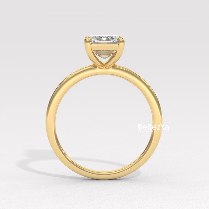 1.0-2.0CT Emerald Diamond Solitaire Setting Lab Grown Engagement Ring