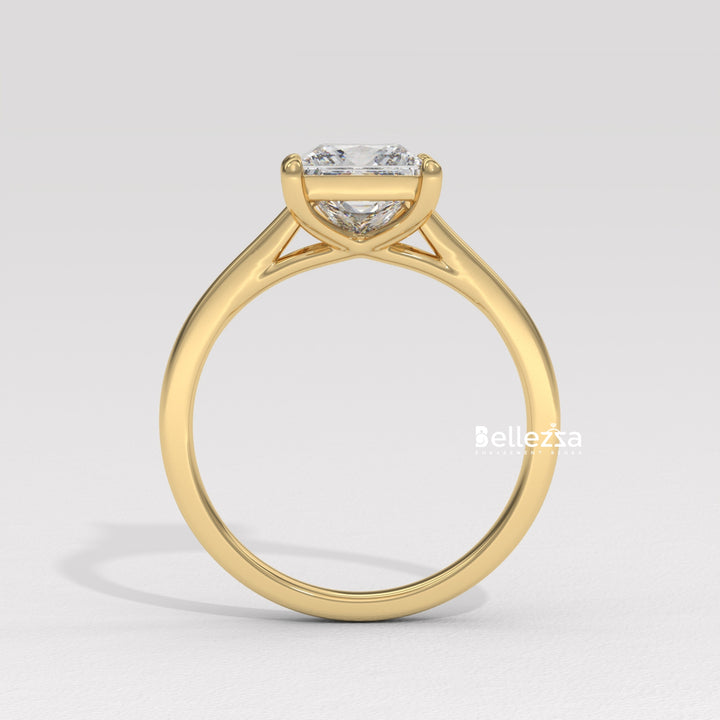 1.0-2.0CT Princess Diamond Solitaire Setting Lab Grown Engagement Ring
