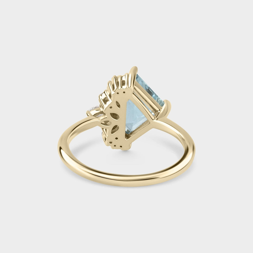 2.0CT Aquamarine Irregular Cut Cluster Setting Lab Grown Engagement Ring