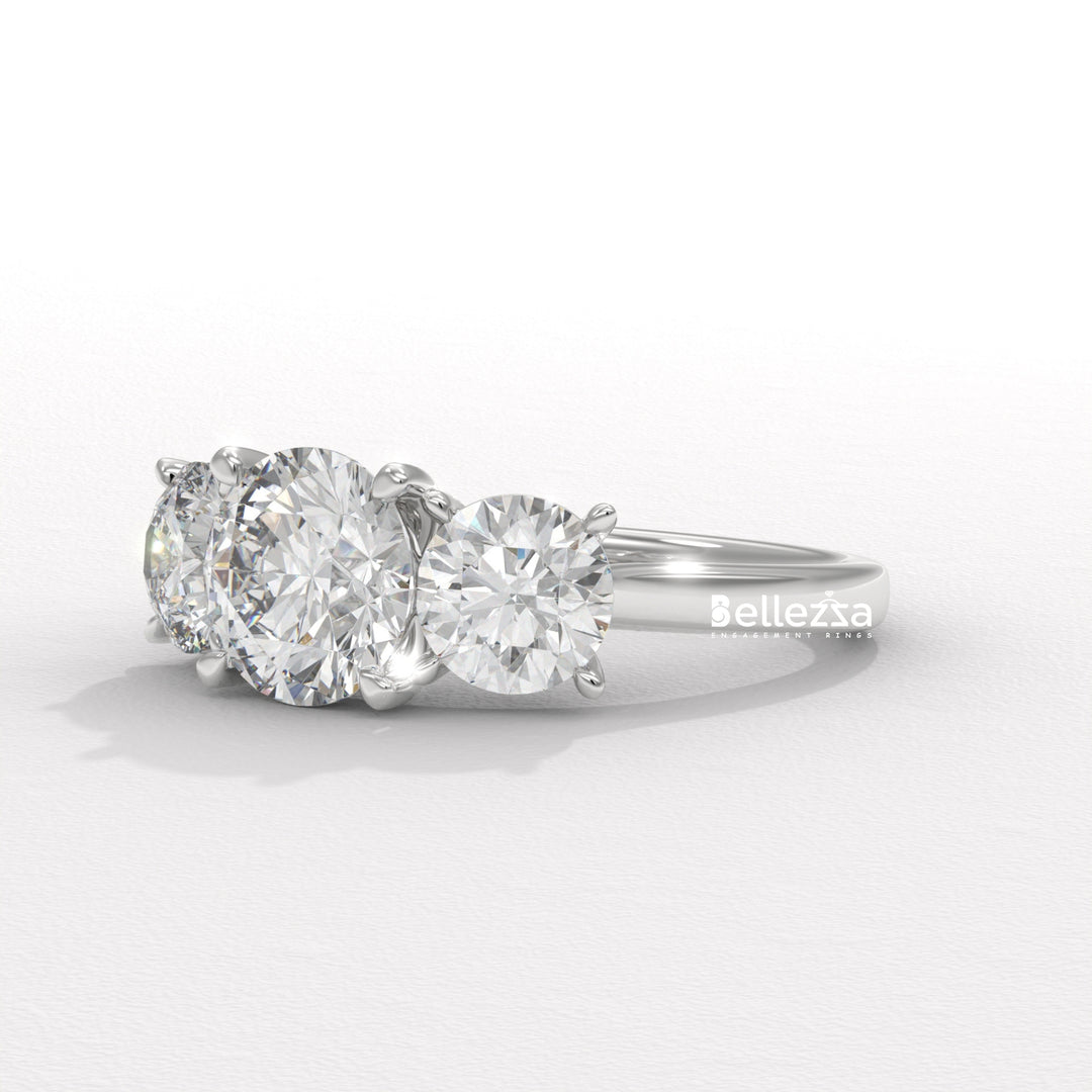 1.50-2.50CT Round Diamond Three Stone Lab Grown Engagement Ring