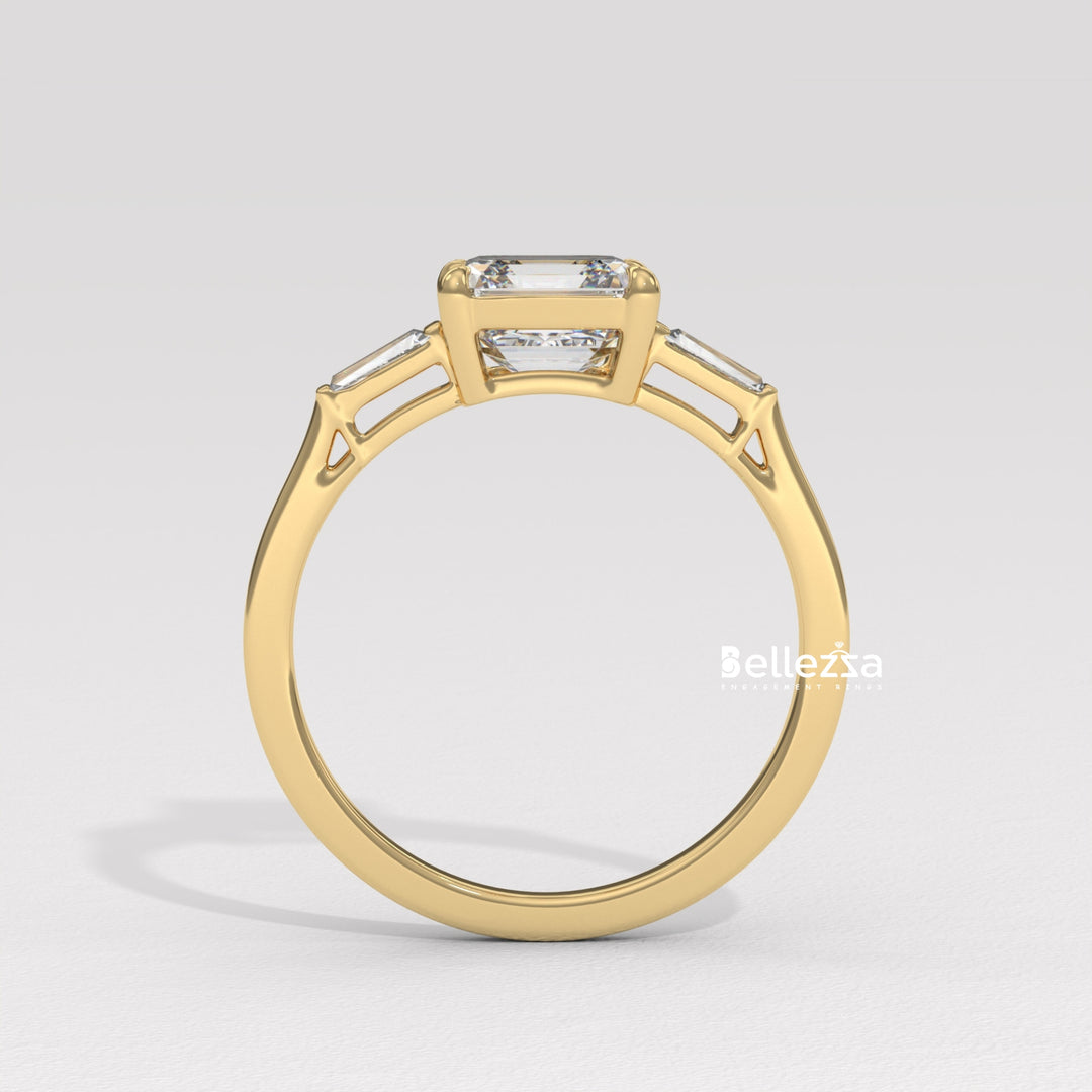 1.50-2.50CT Asscher Diamond Three Stone Lab Grown Engagement Ring