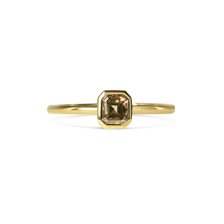 0.50CT Champagne Asscher Diamond Bezel Setting Lab Grown Ring