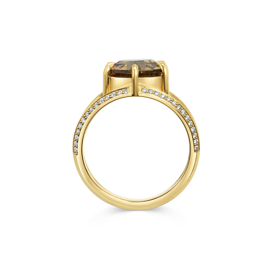 4.0CT Fancy Yellow Brown Hexagon Diamond Unique Lab Grown Engagement Ring
