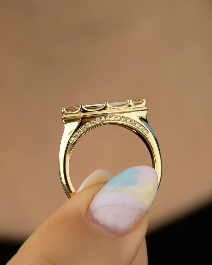 1.0CT Modified Yellow Marquise Step Cut Unique Solitaire Lab Grown Ring