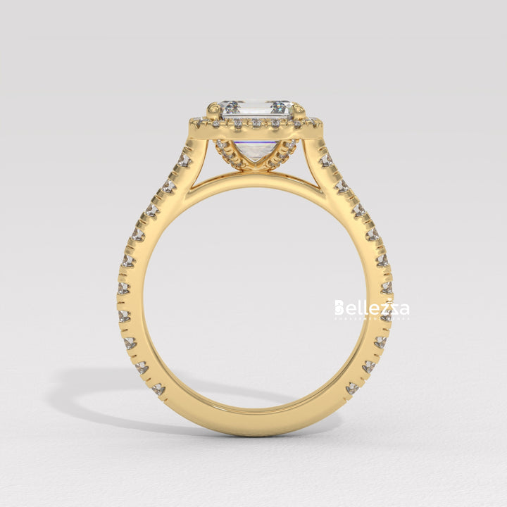 1.0-2.0CT Asscher Cut CVD Diamond Halo Setting Engagement Ring