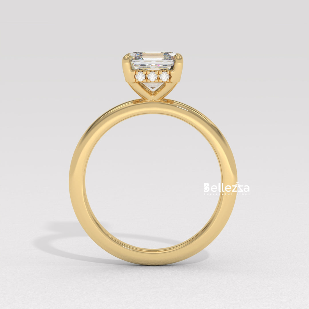 1.50-2.50CT Asscher Cut Diamond Hidden Halo Lab Grown Engagement Ring