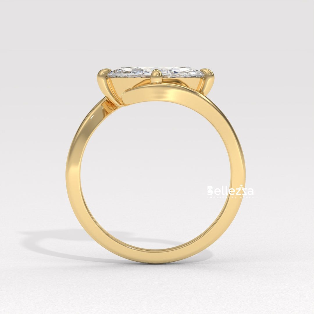 1.50-2.50CT East-West Marquise Cut Solitaire Lab Grown Engagement Ring