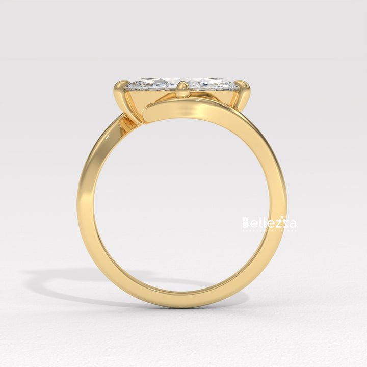 1.50-2.50CT East-West Marquise Cut Solitaire Lab Grown Engagement Ring