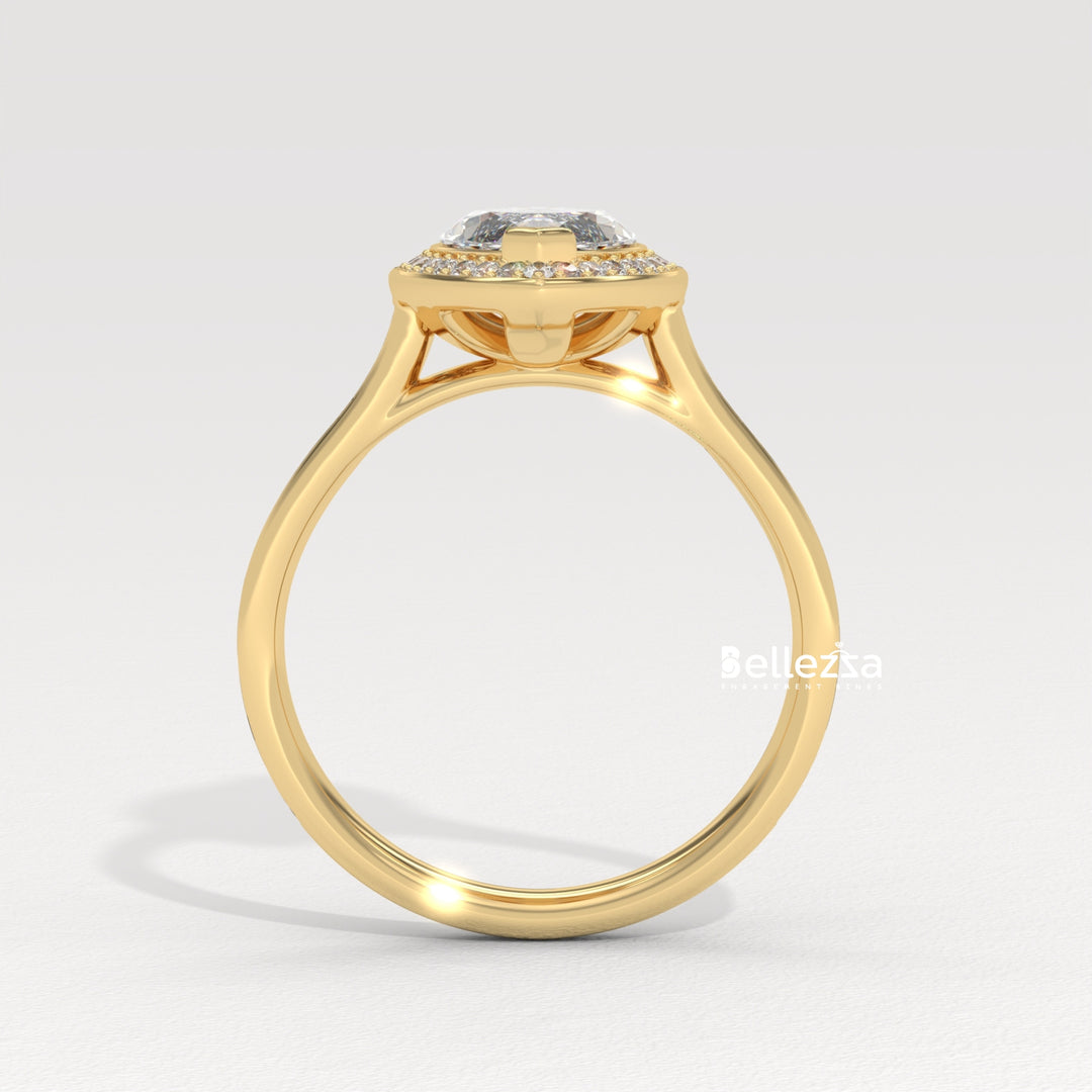 2.0-3.0CT Marquise Cut Halo Pave Setting Lab Grown Engagement Ring