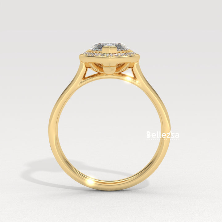 2.0-3.0CT Marquise Cut Halo Pave Setting Lab Grown Engagement Ring