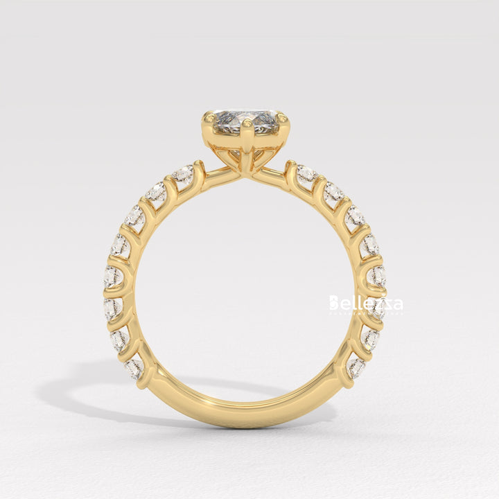 1.50-2.50CT Marquise Cut Pave Setting Lab Grown Engagement Ring