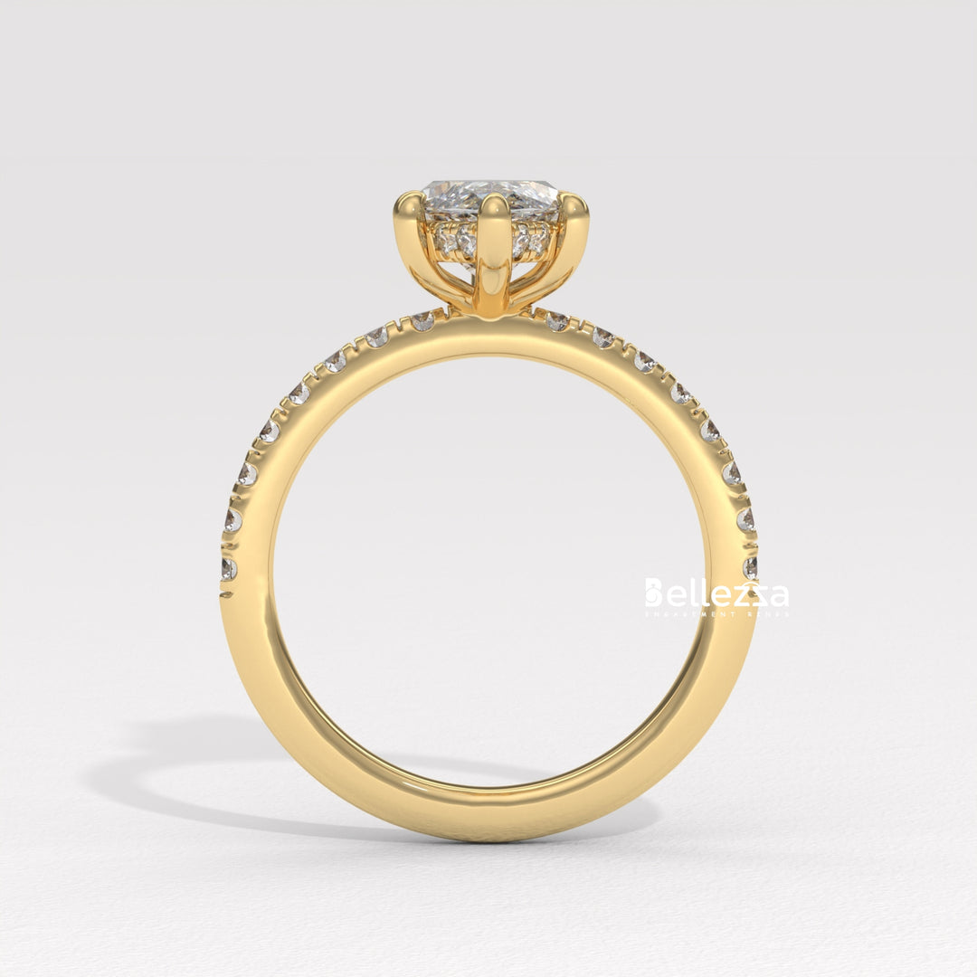 2.50-3.50CT Marquise Cut CVD Diamond Pave Setting Engagement Ring