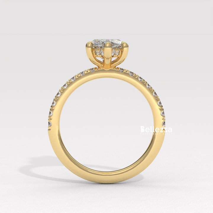 2.50-3.50CT Marquise Cut CVD Diamond Pave Setting Engagement Ring