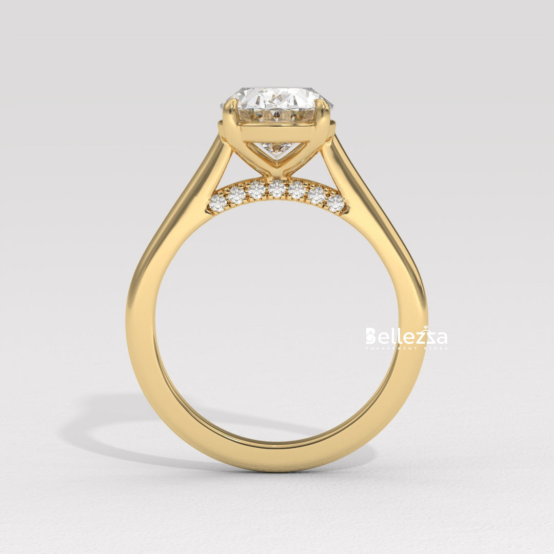 1.50-2.50CT Oval Cut CVD Diamond Hidden Diamond Engagement Ring