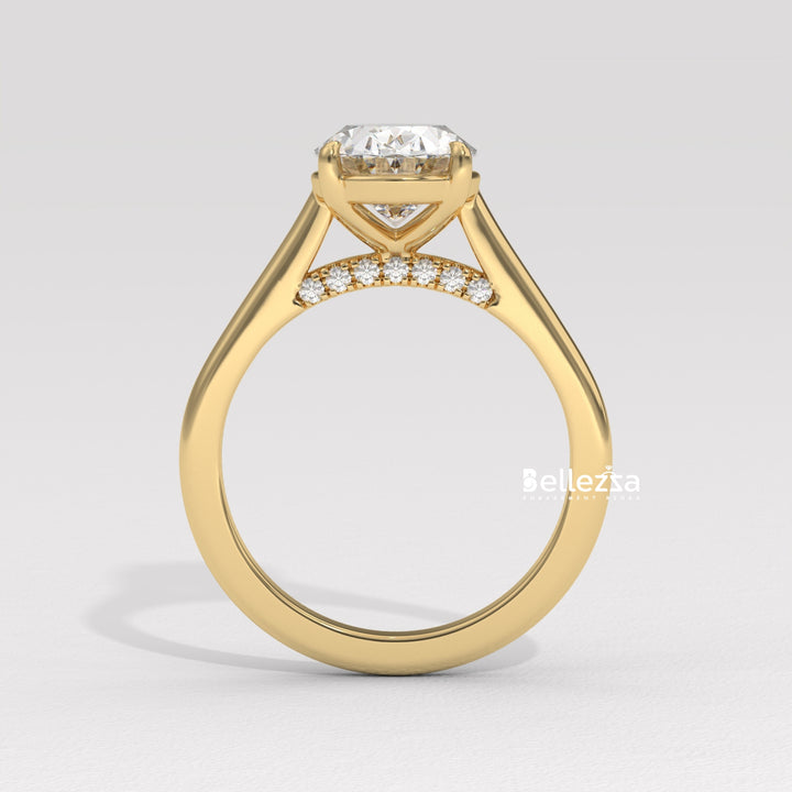 1.50-2.50CT Oval Cut CVD Diamond Hidden Diamond Engagement Ring