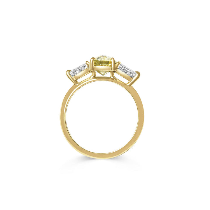 2.50CT Yellow Champagne Oval Diamond Three Stone Lab Grown Ring