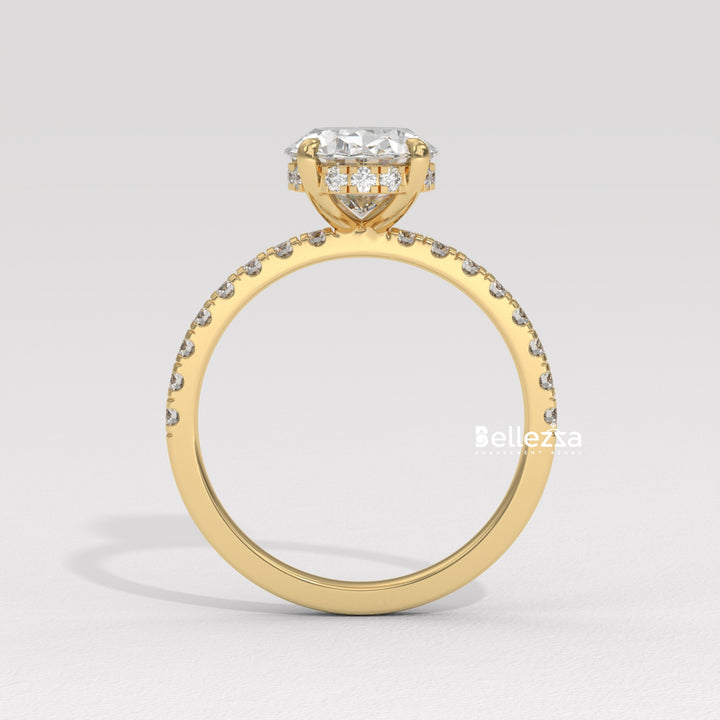 1.50-2.50CT Oval Diamond Hidden Halo Lab Grown Engagement Ring