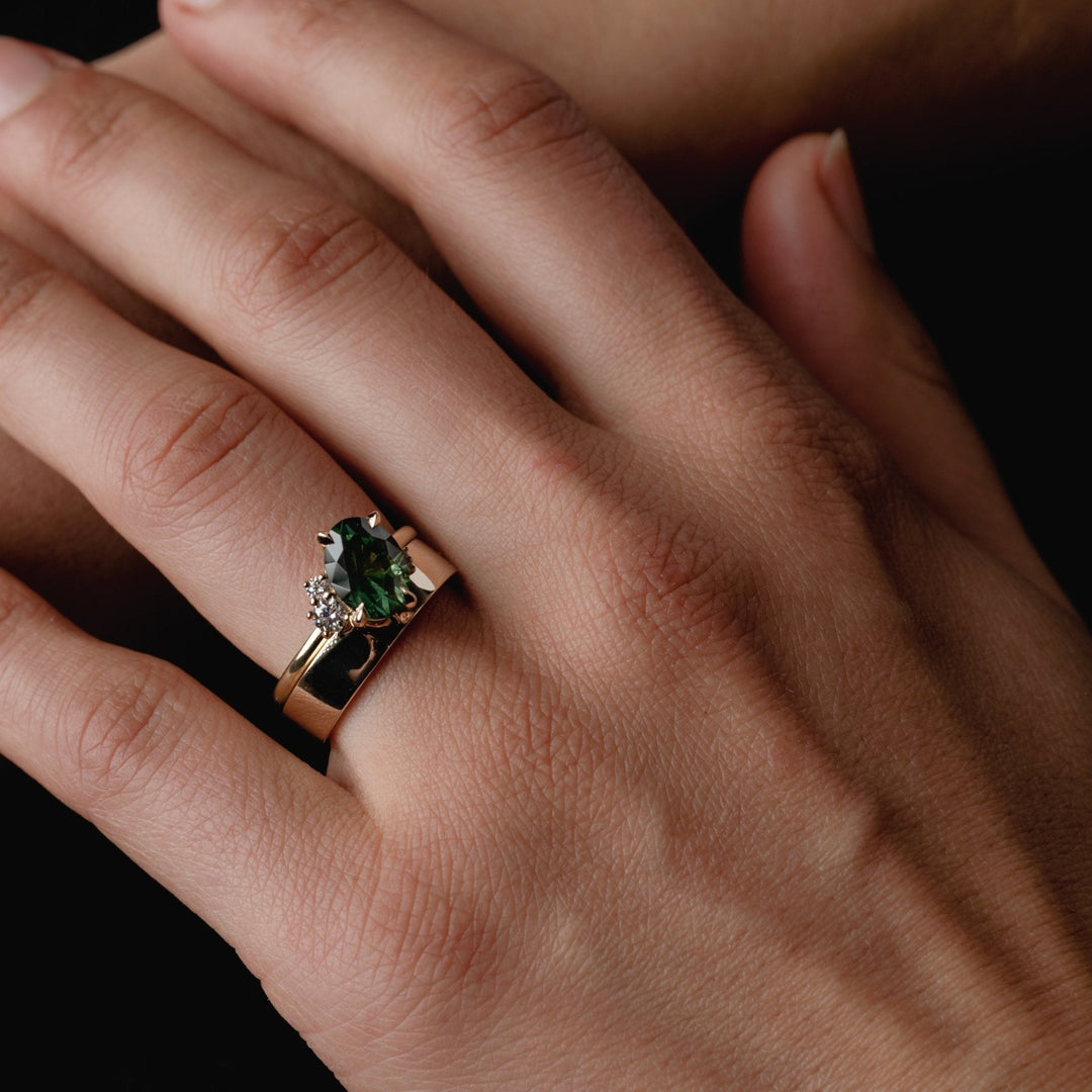 2.50CT Australian Green Oval Cut Cluster Diamond Lab Grown Engagement Ring