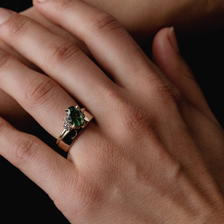 2.50CT Australian Green Oval Cut Cluster Diamond Lab Grown Engagement Ring