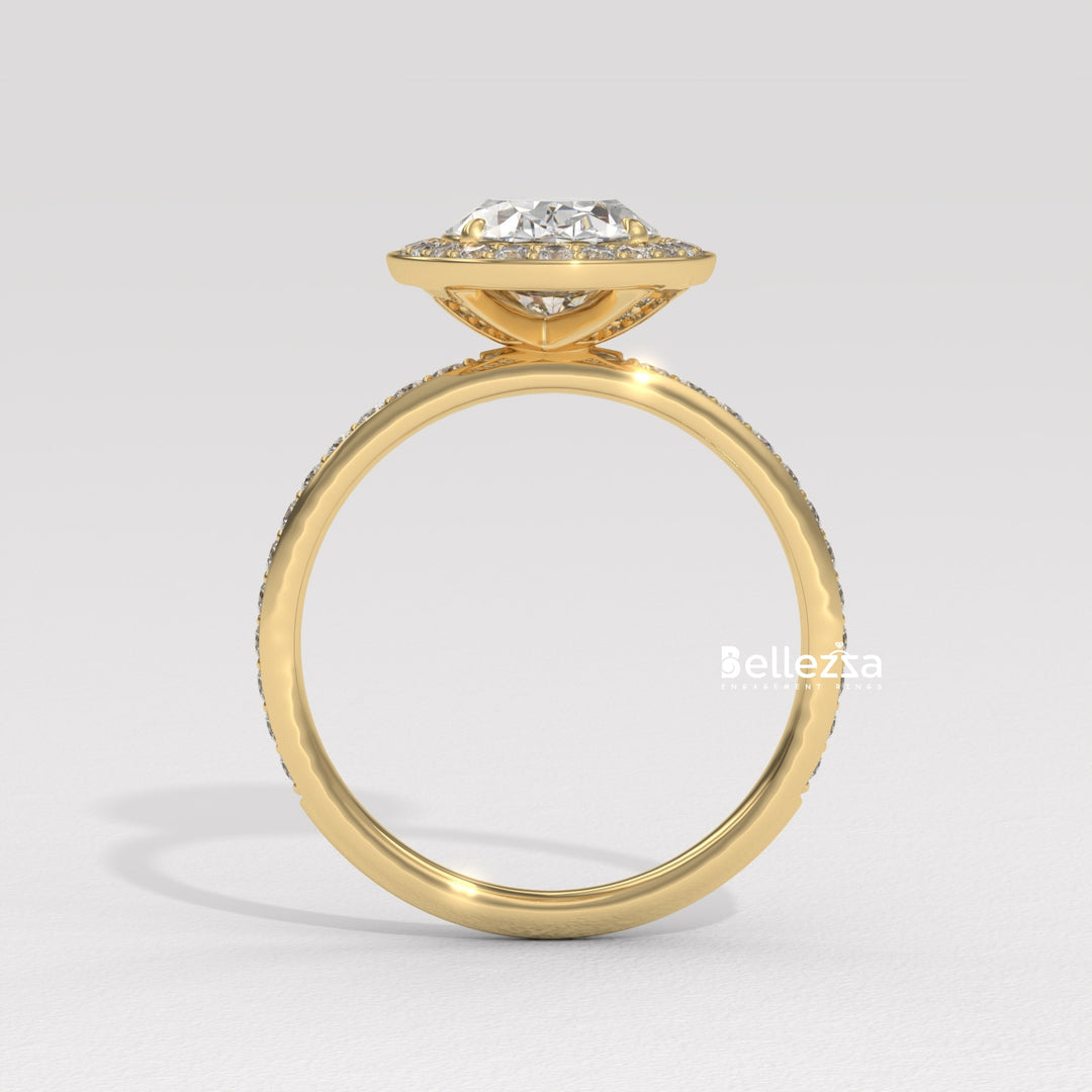 1.50-2.50CT Oval Cut CVD Diamond Halo Setting Engagement Ring