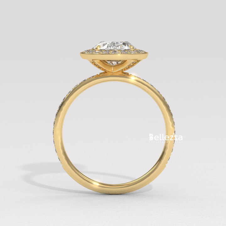 1.50-2.50CT Oval Cut CVD Diamond Halo Setting Engagement Ring
