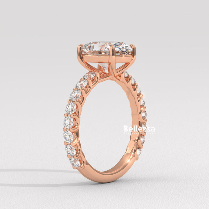 1.50-2.50CT Oval Cut Pave Setting Lab Grown Engagement Ring