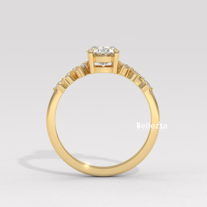 1.50-2.50CT Oval Diamond Cluster Setting Lab Grown Engagement Ring