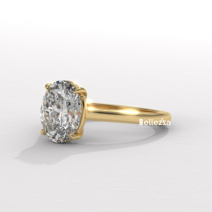 1.50-2.50CT Oval Cut CVD Diamond Hidden Diamond Engagement Ring