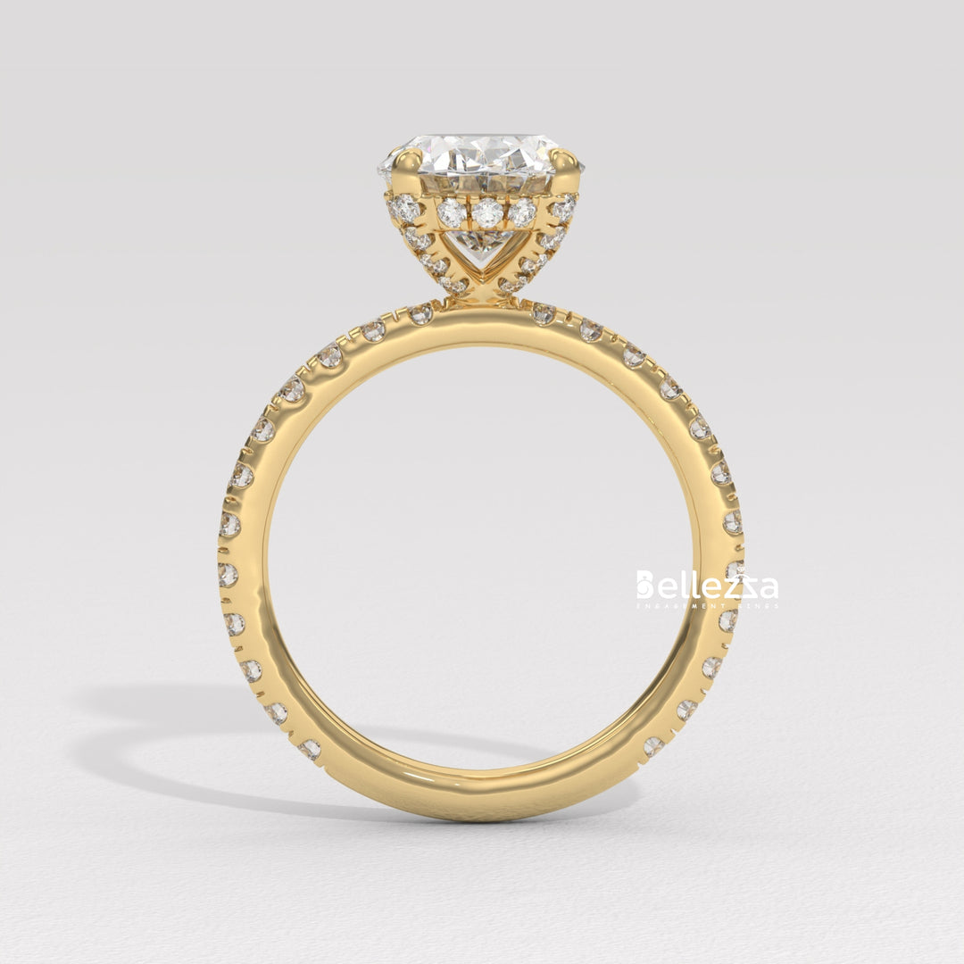 1.50-2.50CT Oval Cut CVD Diamond Pave Setting Engagement Ring