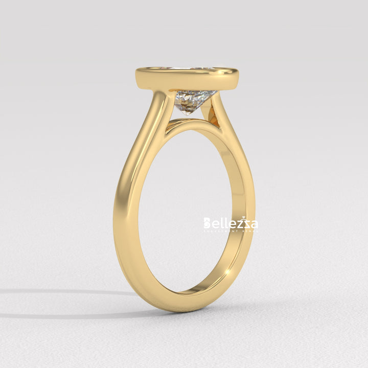 1.0-2.0CT Oval Diamond Bezel Setting Solitaire Lab Grown Engagement Ring