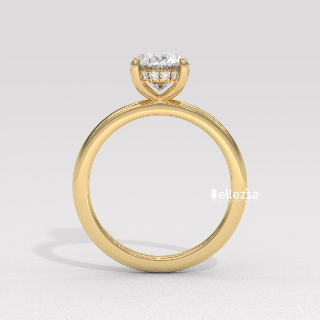 1.0-2.0CT Oval Cut Hidden Halo Lab Grown Engagement Ring