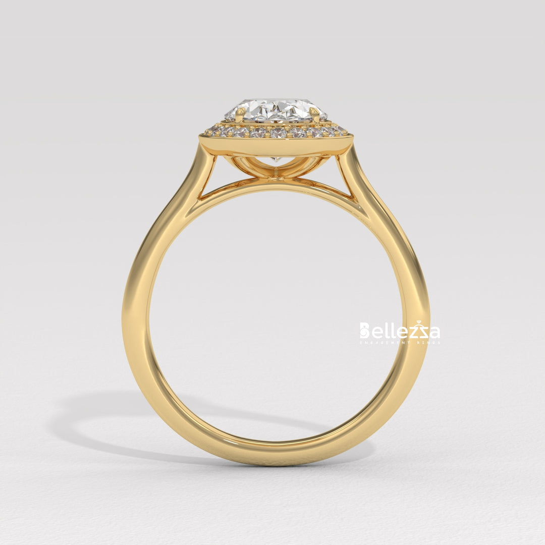 1.50-2.50CT Oval Cut Lab Grown Diamond Halo Setting Engagement Ring