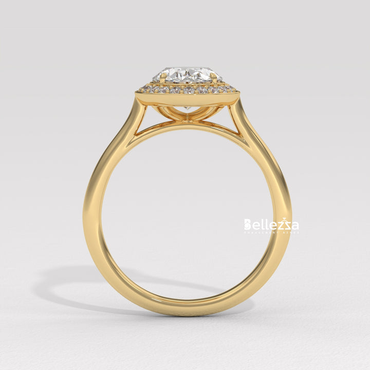 1.50-2.50CT Oval Cut Lab Grown Diamond Halo Setting Engagement Ring
