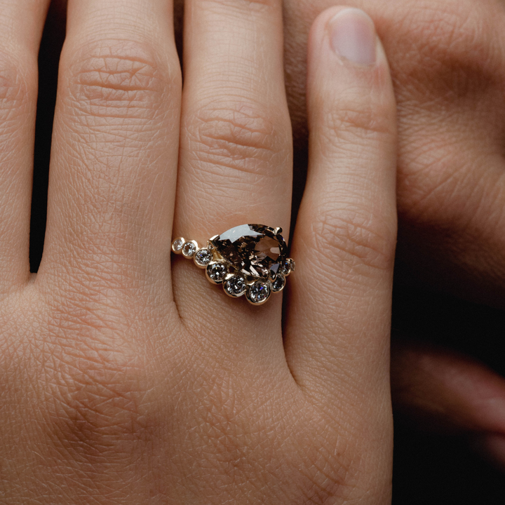 2.50CT Champagne East-West Pear Diamond Curved Style Engagement Ring