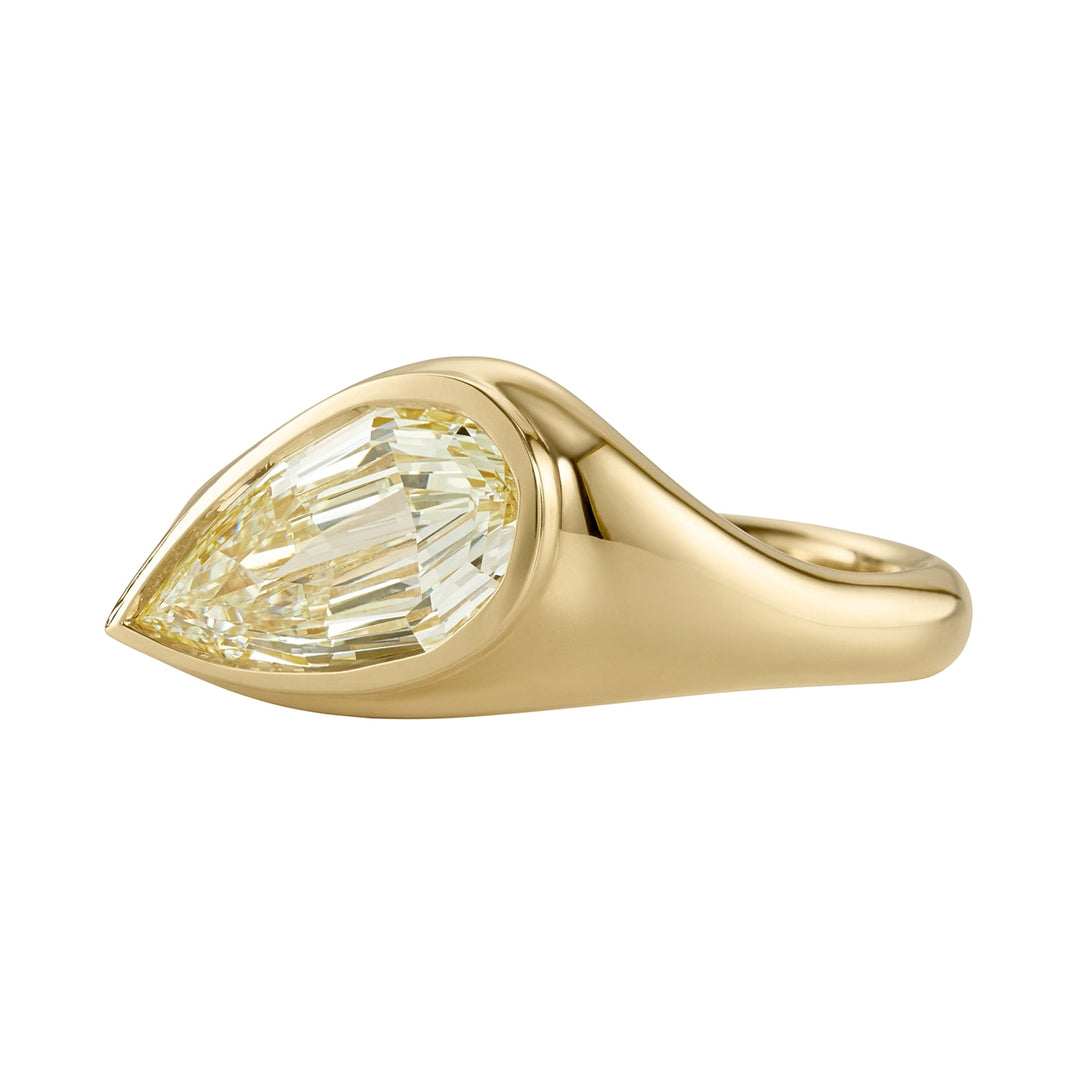 2.0CT Fancy Yellow Pear Step Diamond Solitaire Lab Grown Engagement Ring
