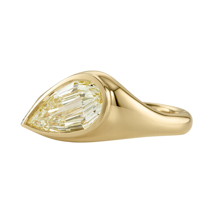 2.0CT Fancy Yellow Pear Step Diamond Solitaire Lab Grown Engagement Ring