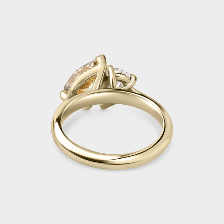3.0CTW Fancy Yellow Pear Diamond Alternative Toi Et Moi Lab Grown Ring