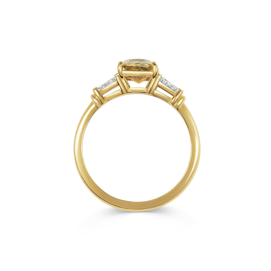 1.50CT Fancy Yellow Radiant Diamond Three Stone Lab Grown Engagement Ring