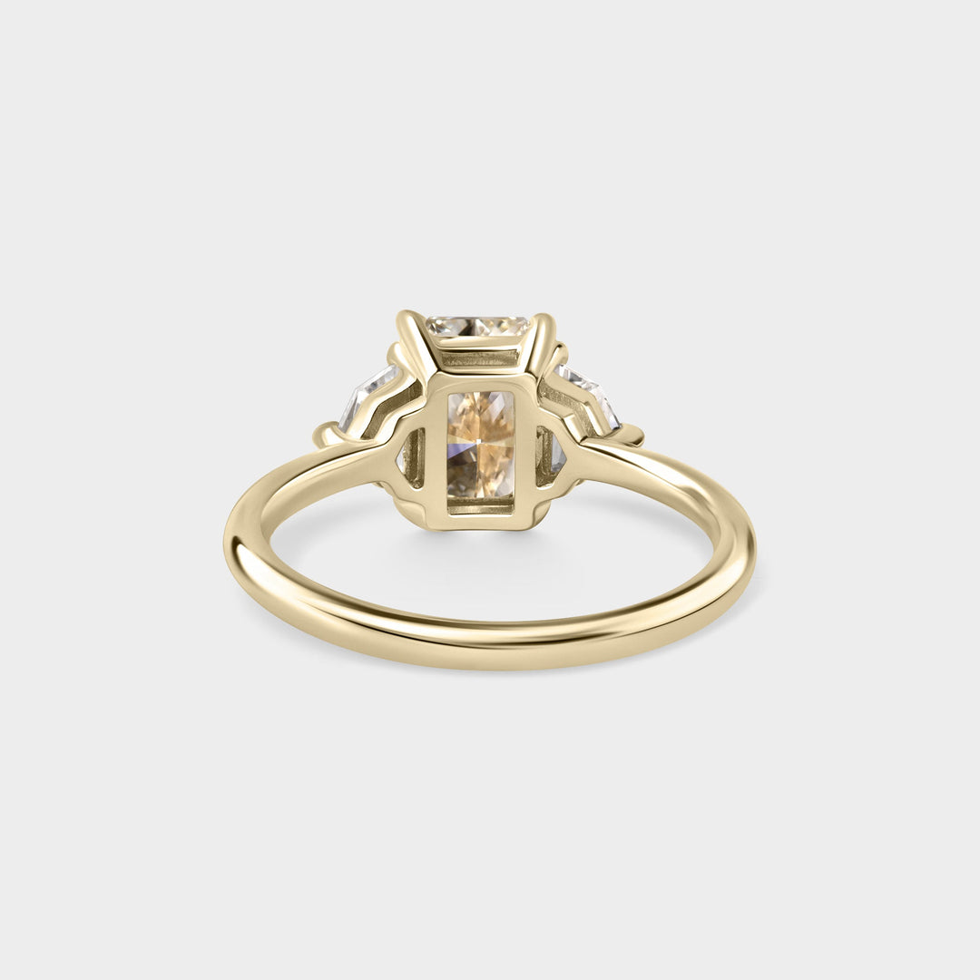 1.0CT Light Fancy Yellow Radiant Cut Cluster Setting Lab Grown Engagement Ring
