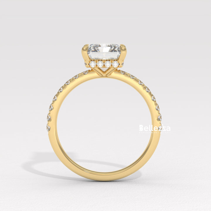 2.50-3.50 CT Radiant Diamond Pave Setting Lab Grown Engagement Ring