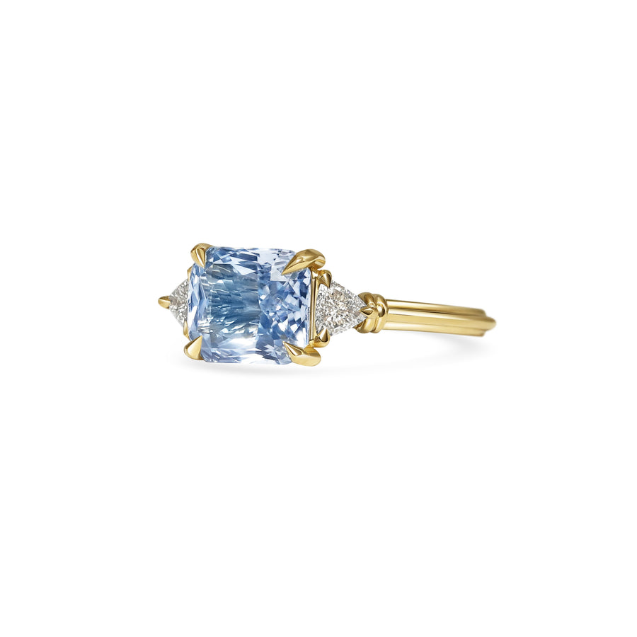 2.50CT Light Blue Octagon Cut East-West Setting Three Stone Lab Grown Ring